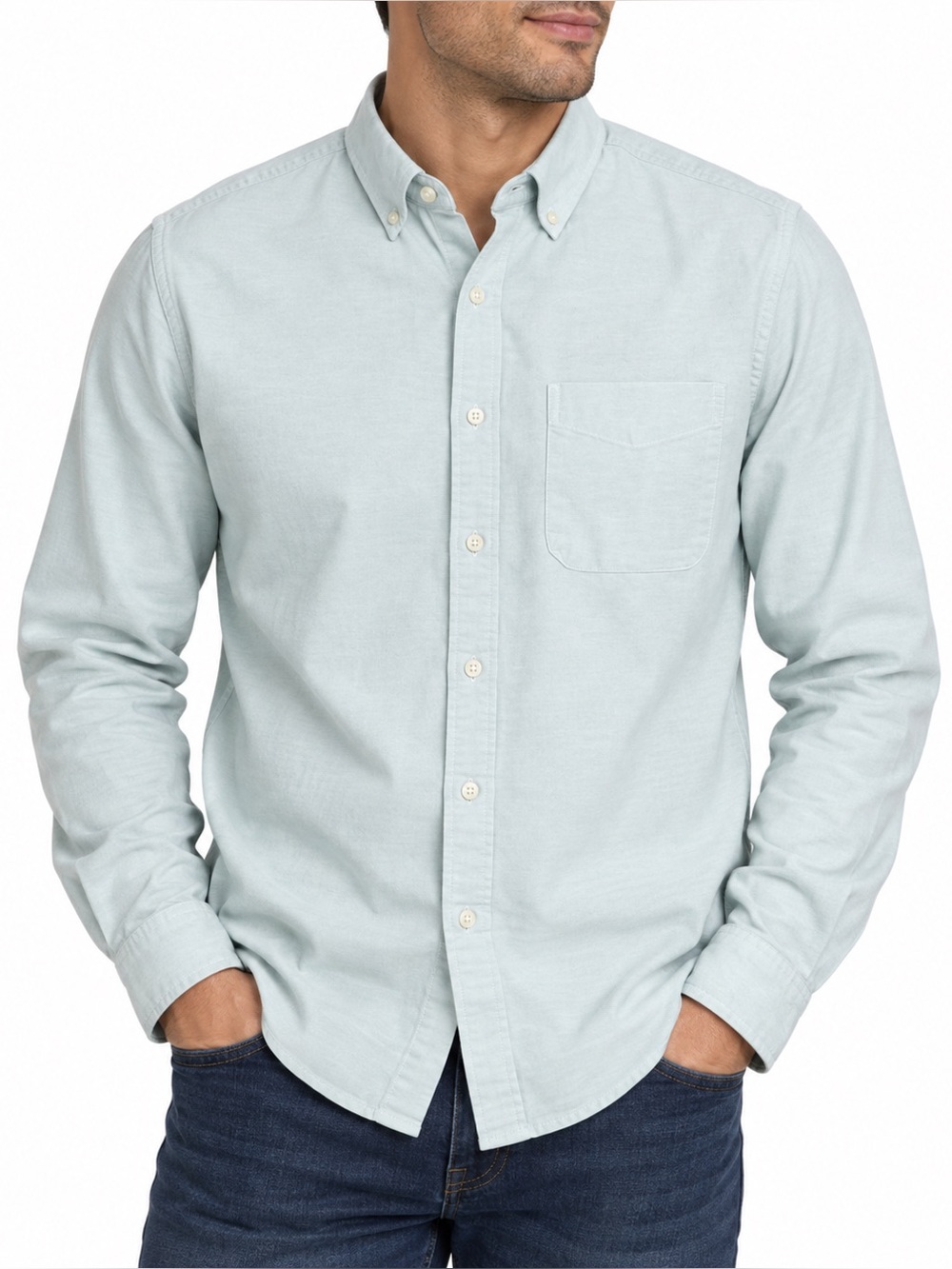 Old Navy Everyday Shirt Men's Large Light Mint Green 100% Cotton Regular Fit